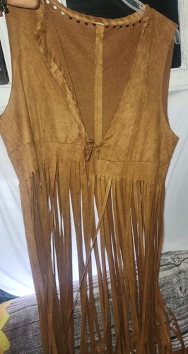 Gilet frange finta pelle