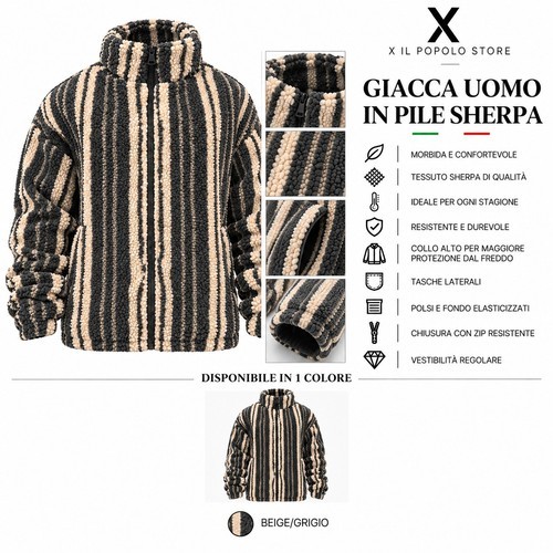 Giubbotto uomo pile sherpa zip - giubbotto,